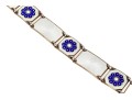 David Anderson Pretty Sterling Silver Blue Flower And White Guilloche Enamel Panel Bracelet