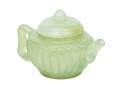 Chinese Miniature Carved Pale Green Stone Teapot