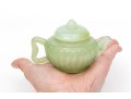 Chinese Miniature Carved Pale Green Stone Teapot