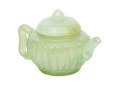 Chinese Miniature Carved Pale Green Stone Teapot