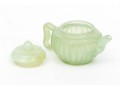 Chinese Miniature Carved Pale Green Stone Teapot