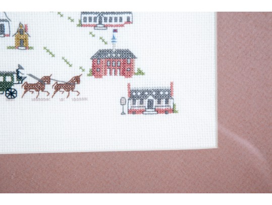 Early American Buildings Framed Cross Stitch Art