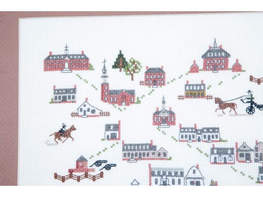 Early American Buildings Framed Cross Stitch Art