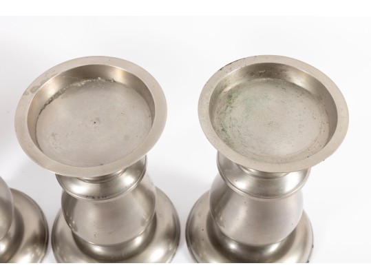 Four Restoration Hardware Metal Candlestick Holders