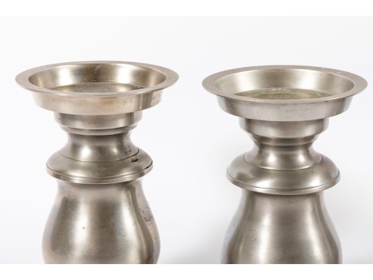 Four Restoration Hardware Metal Candlestick Holders