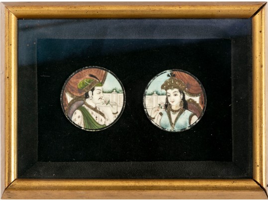 Hand-painted Miniature Royal Portraits, India, 19th Century