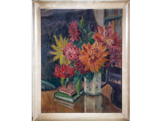 Vintage Signed Oil On Canvas Floral Still Life Painting