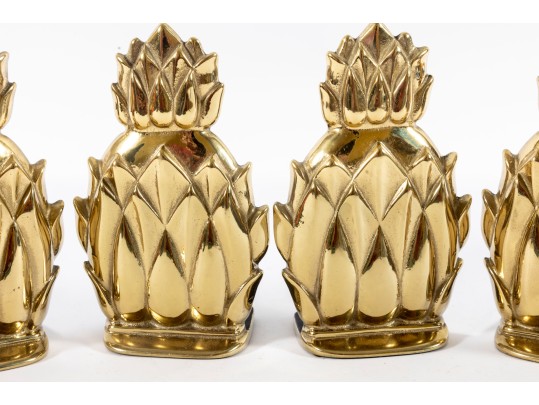 Vintage Virginia Metalcrafters Newport Brass Pineapple Bookends