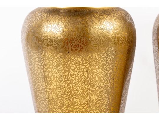 Pair Of 1930's Paden City Gold Encrusted 