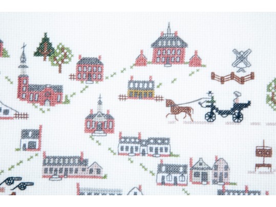 Early American Buildings Framed Cross Stitch Art