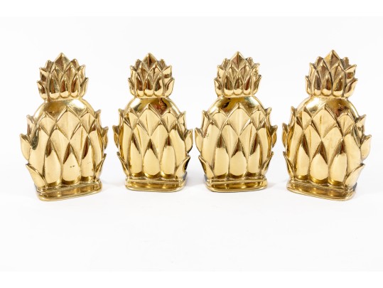 Vintage Virginia Metalcrafters Newport Brass Pineapple Bookends
