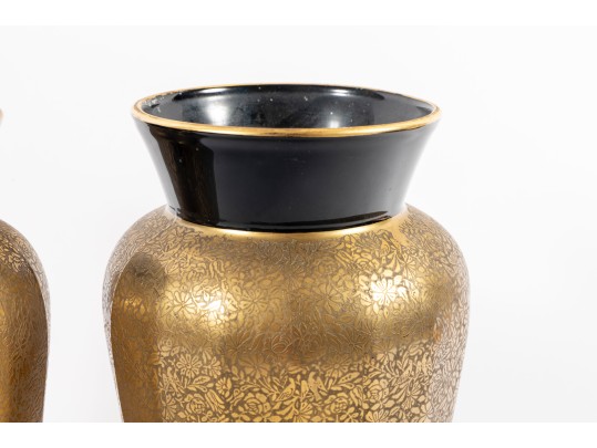 Pair Of 1930's Paden City Gold Encrusted 