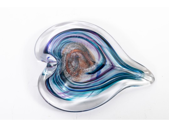 David Goldhagen Small Art Glass Heart Tray