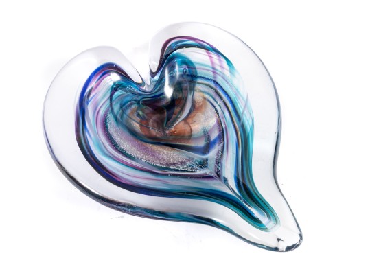 David Goldhagen Small Art Glass Heart Tray