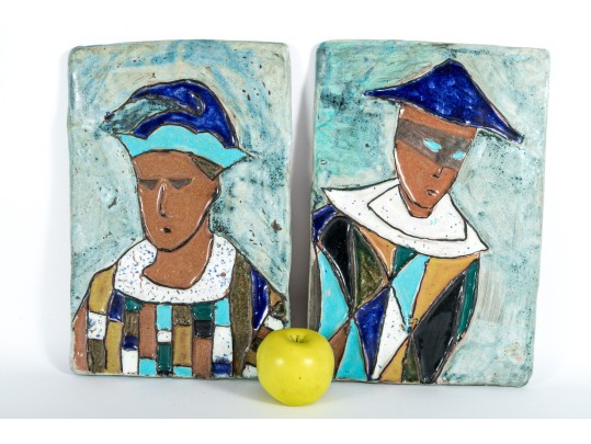 Harris G. Strong (American, 1920-2006) Ceramic Harlequin Wall Sculptures