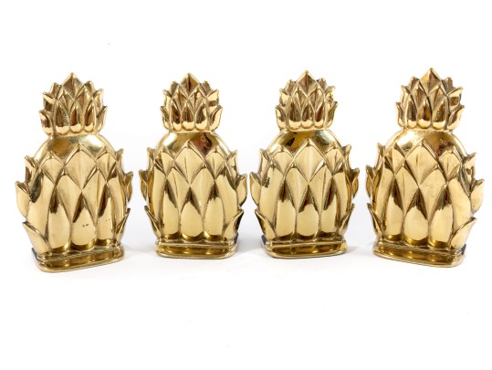 Vintage Virginia Metalcrafters Newport Brass Pineapple Bookends