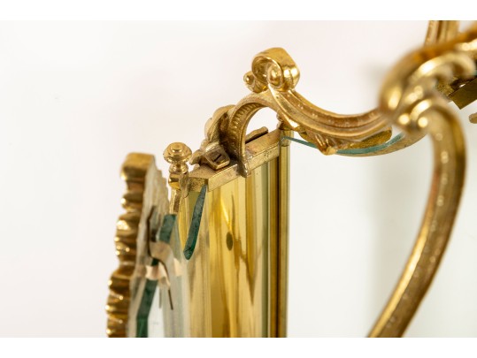 Large French  Brass Four Panel Chandelier 