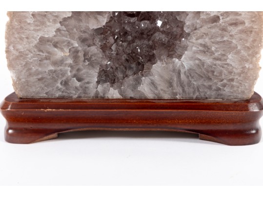 Smokey Quartz Geode Slice Display