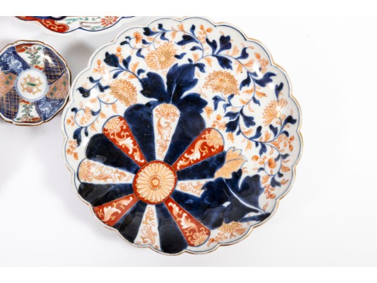 Mixed Antique Imari-Ware Fluted Chargers & Butter Pats