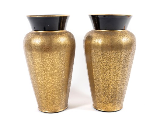 Pair Of 1930's Paden City Gold Encrusted 