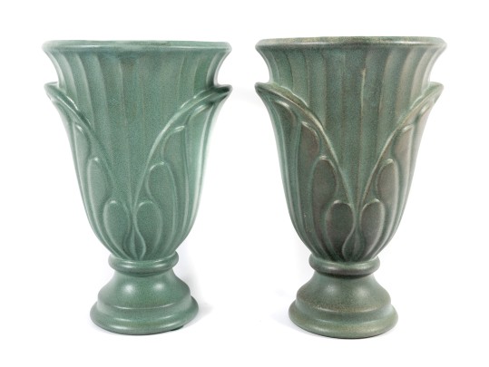 Royal Haeger Floral 1999 Petal Vases In Green