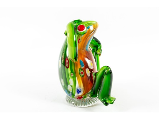 Ann Primrose Murano Collection Millefiori Glass Frog