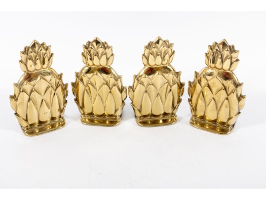 Vintage Virginia Metalcrafters Newport Brass Pineapple Bookends