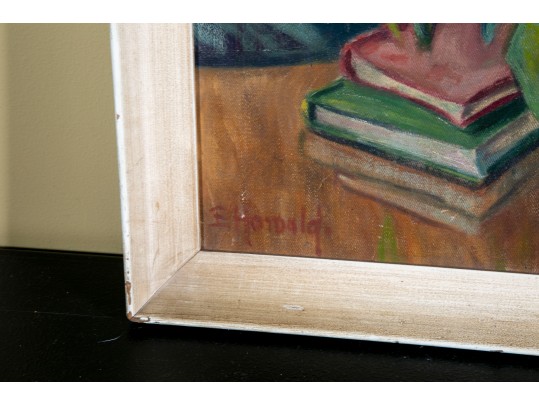 Vintage Signed Oil On Canvas Floral Still Life Painting