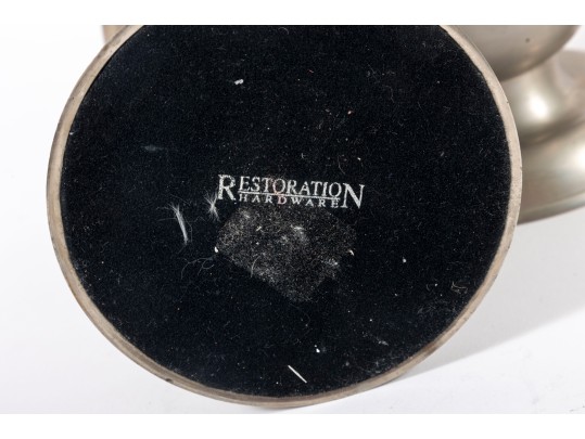 Four Restoration Hardware Metal Candlestick Holders