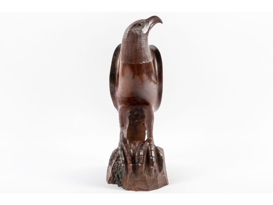 Hand-Carved Ironwood Eagle Sculpture 