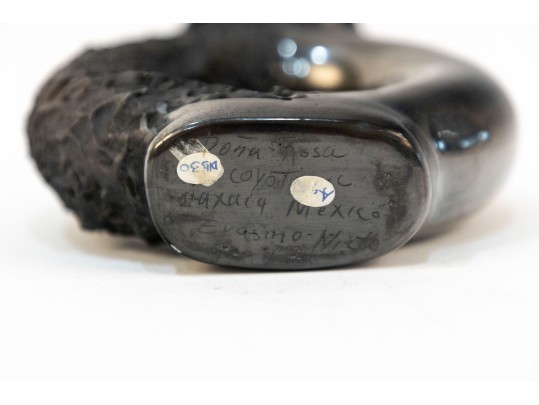 Dona Rosa (Mexican, 1900 - 1980) Signed Coyote Oaxacan Mexico Black Pottery 