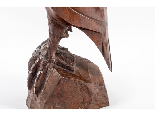 Hand-Carved Ironwood Eagle Sculpture 