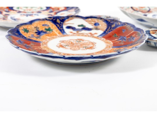 Mixed Antique Imari-Ware Fluted Chargers & Butter Pats
