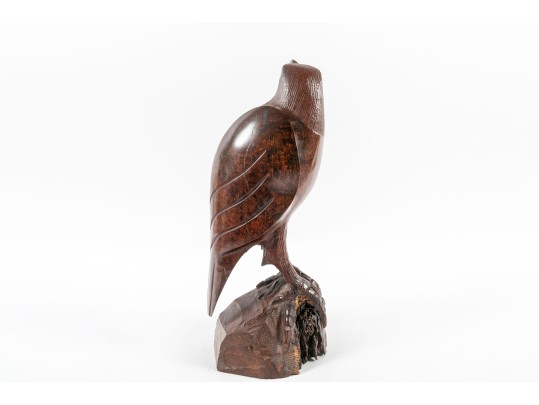 Hand-Carved Ironwood Eagle Sculpture 