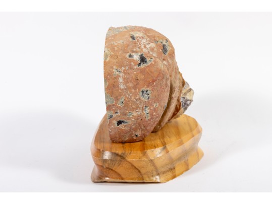 Blue Chalcedony Geode Slice Display