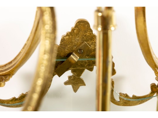 Large French  Brass Four Panel Chandelier 