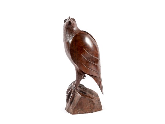 Hand-Carved Ironwood Eagle Sculpture 