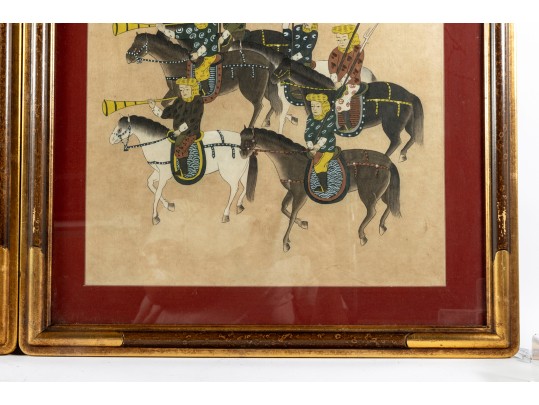 Vintage Chinese Royal Hunt Scene Paintings 