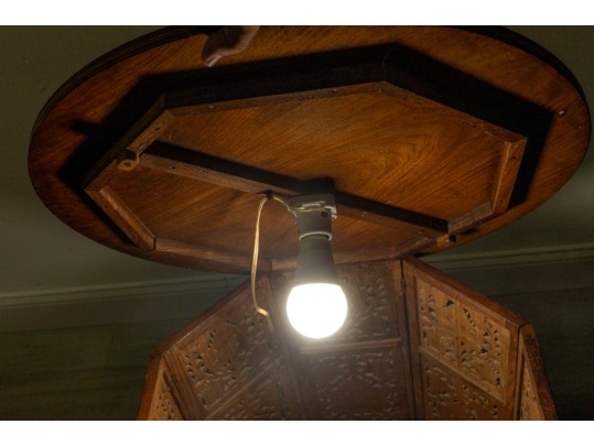 Anglo-Indian Heavily Carved Inlaid Wood Table