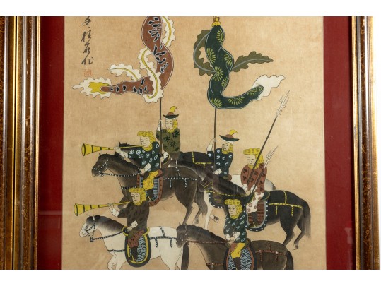 Vintage Chinese Royal Hunt Scene Paintings 
