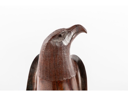 Hand-Carved Ironwood Eagle Sculpture 