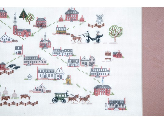 Early American Buildings Framed Cross Stitch Art