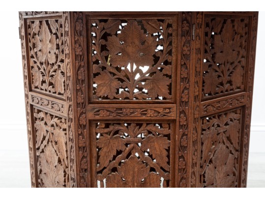Anglo-Indian Heavily Carved Inlaid Wood Table