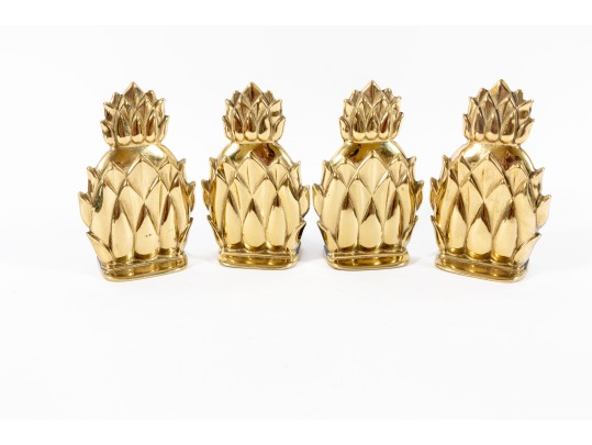 Vintage Virginia Metalcrafters Newport Brass Pineapple Bookends
