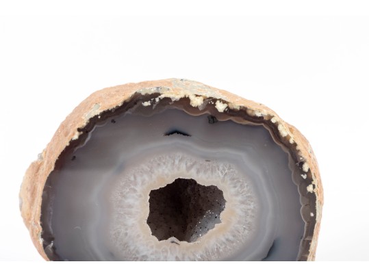 Blue Chalcedony Geode Slice Display