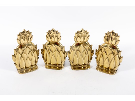 Vintage Virginia Metalcrafters Newport Brass Pineapple Bookends