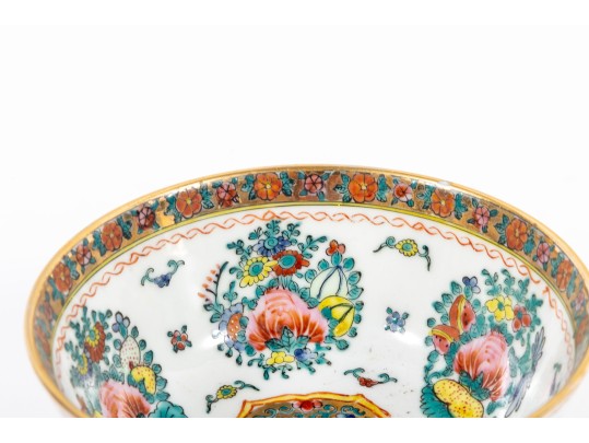 Early 1800's Canton China Porcelain Plate & Rice Bowl