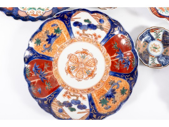 Mixed Antique Imari-Ware Fluted Chargers & Butter Pats