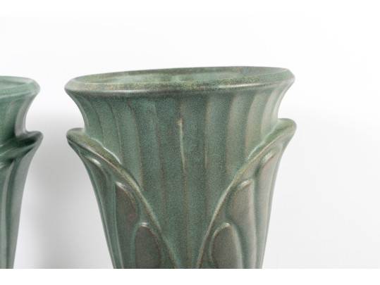 Royal Haeger Floral 1999 Petal Vases In Green