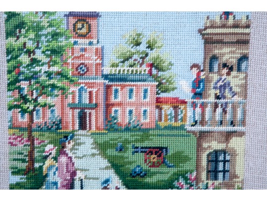 Vintage Framed Embroidery Art Of Independence Hall, Philadelphia 